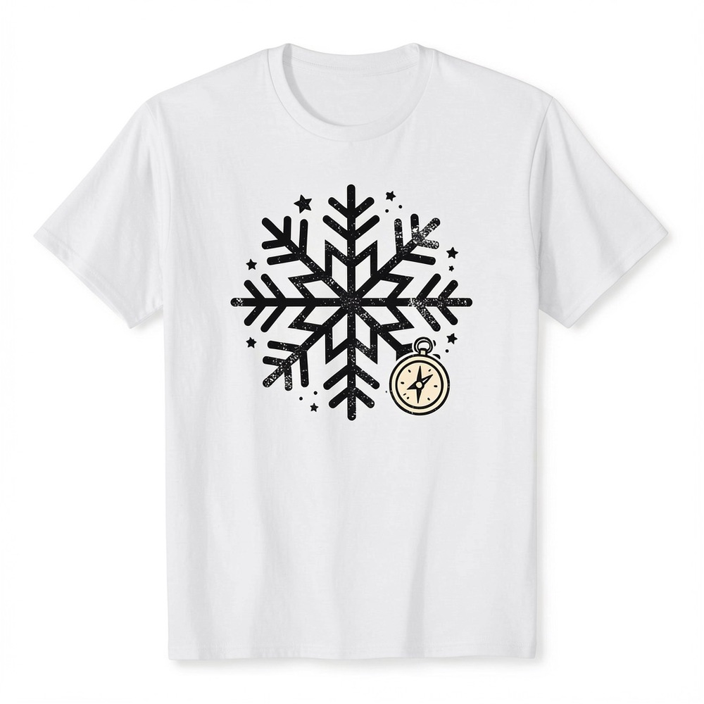 Holiday Snowflake Compass Graphic Tee - White